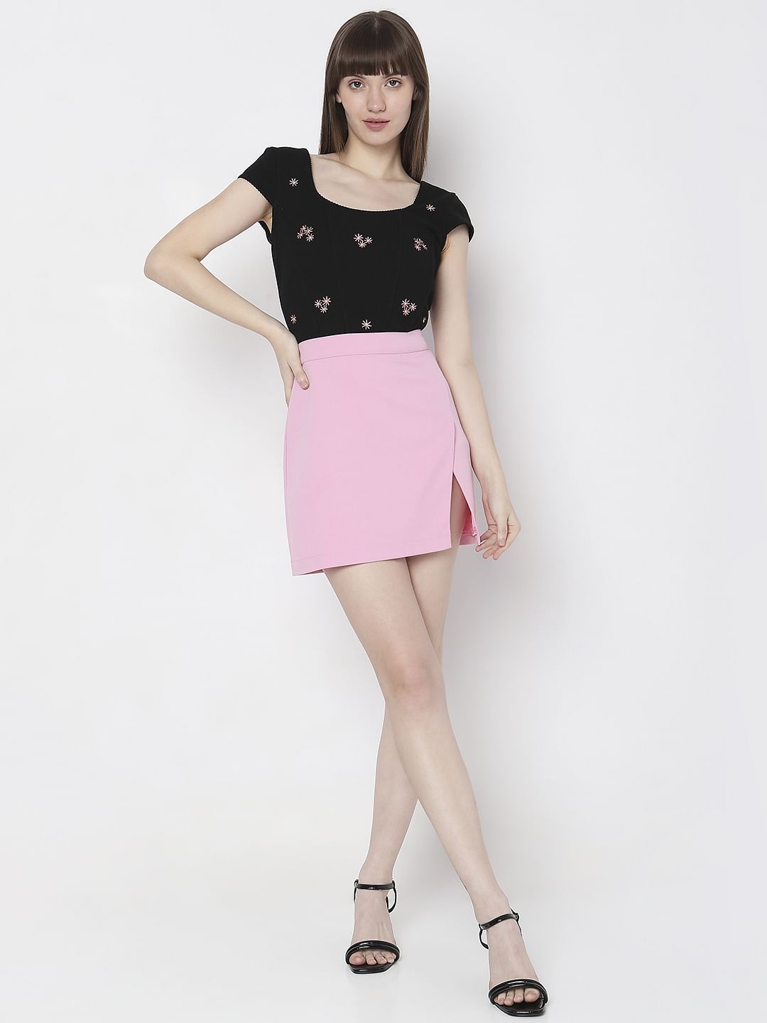 Pink High Rise Mini Skirt
