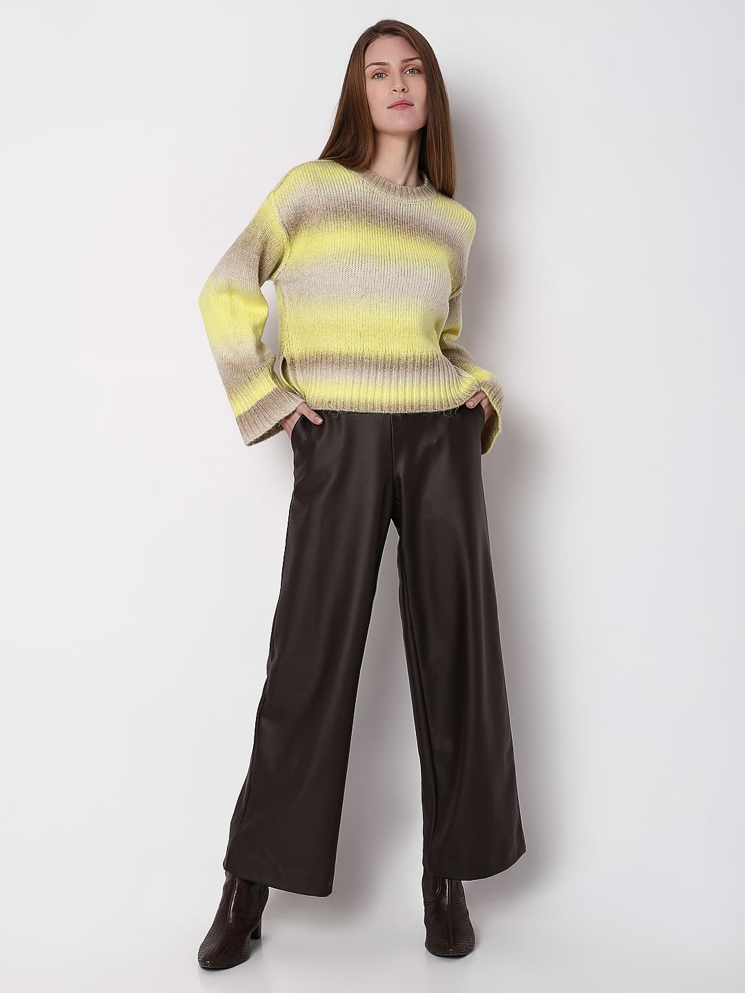 Neon Green Colourblocked Ombre Pullover