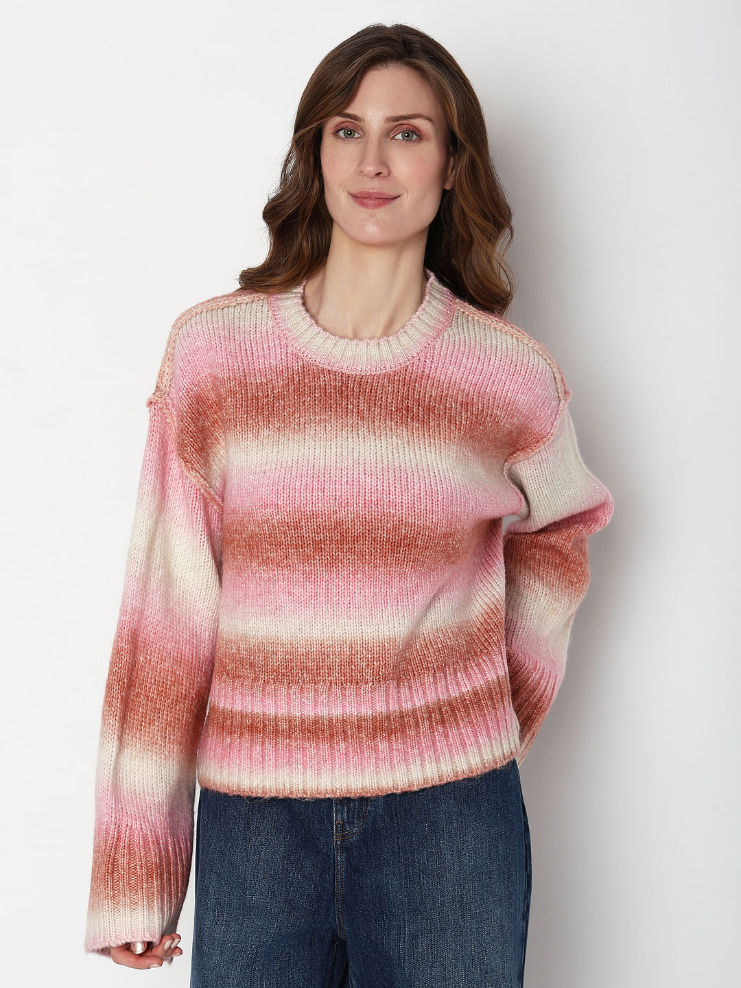 Neon Green Colourblocked Ombre Pullover