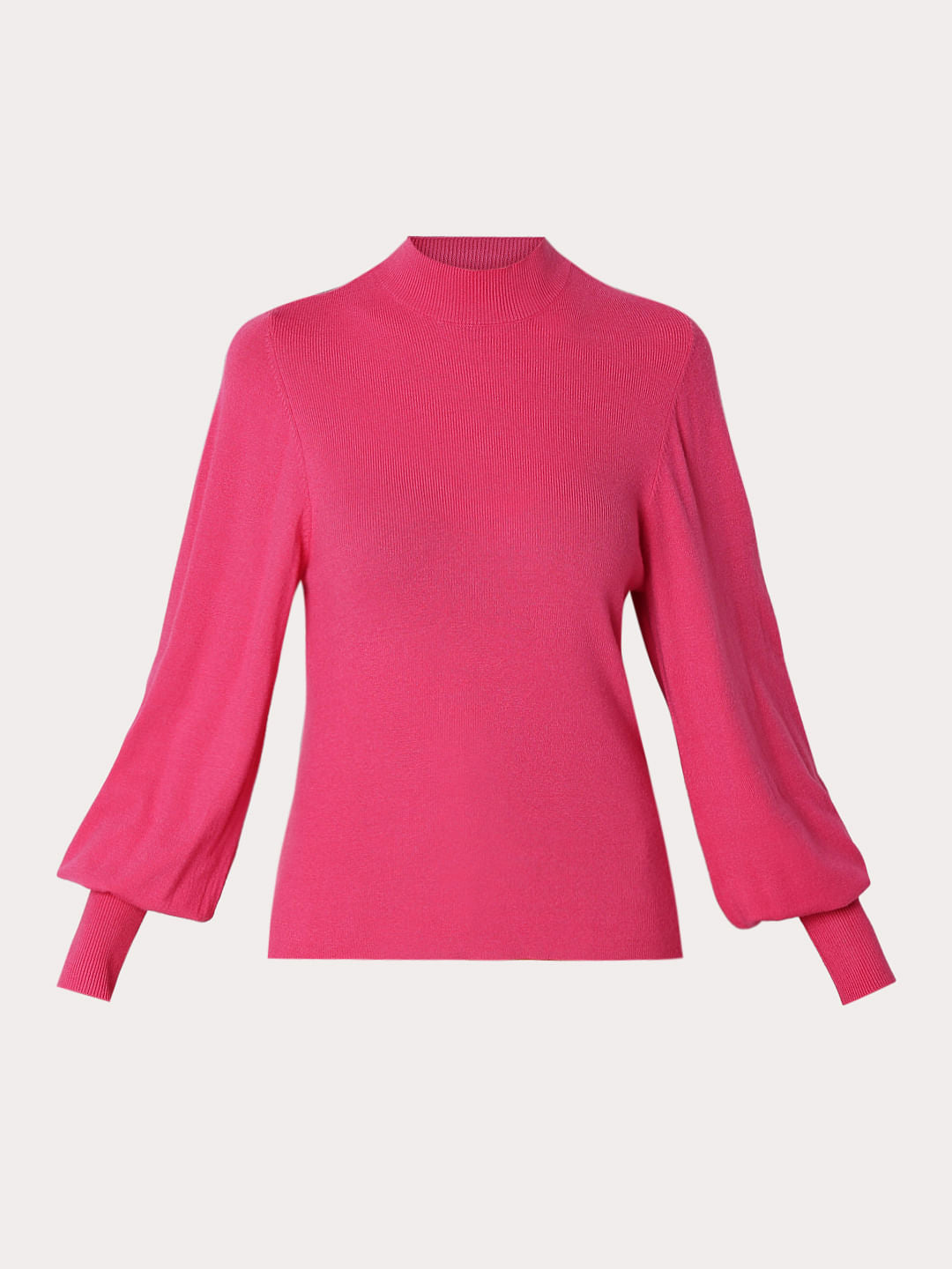 Pink High Neck Slim Fit Pullover