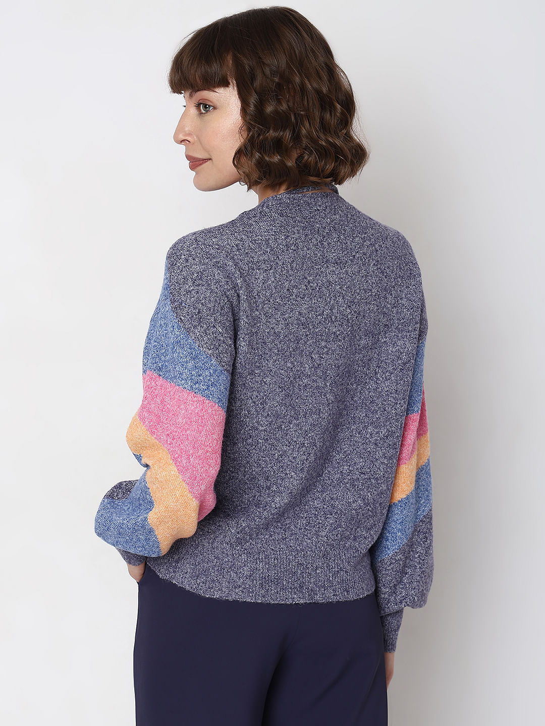 Blue Colourblocked Pullover