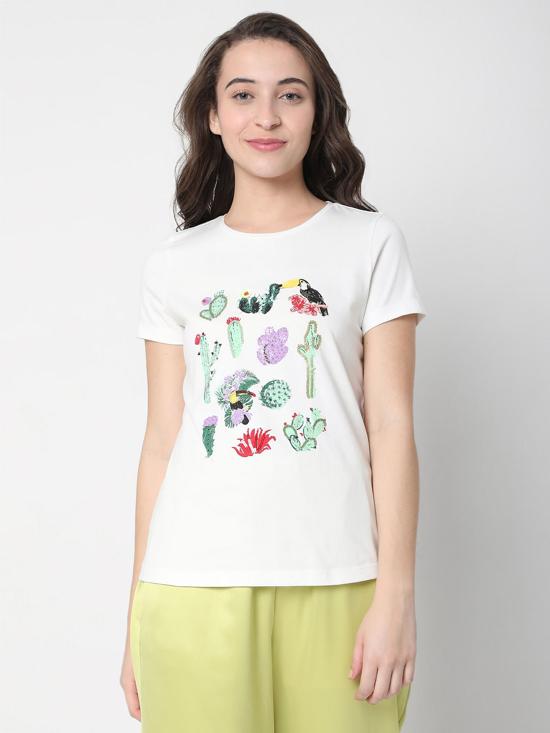 White Graphic Print T-Shirt