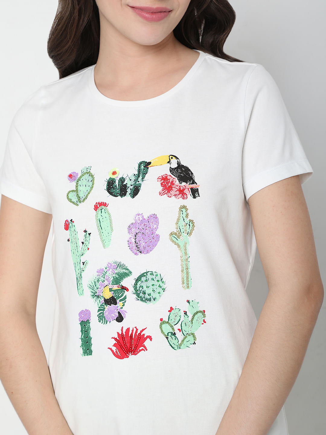 White Graphic Print T-Shirt