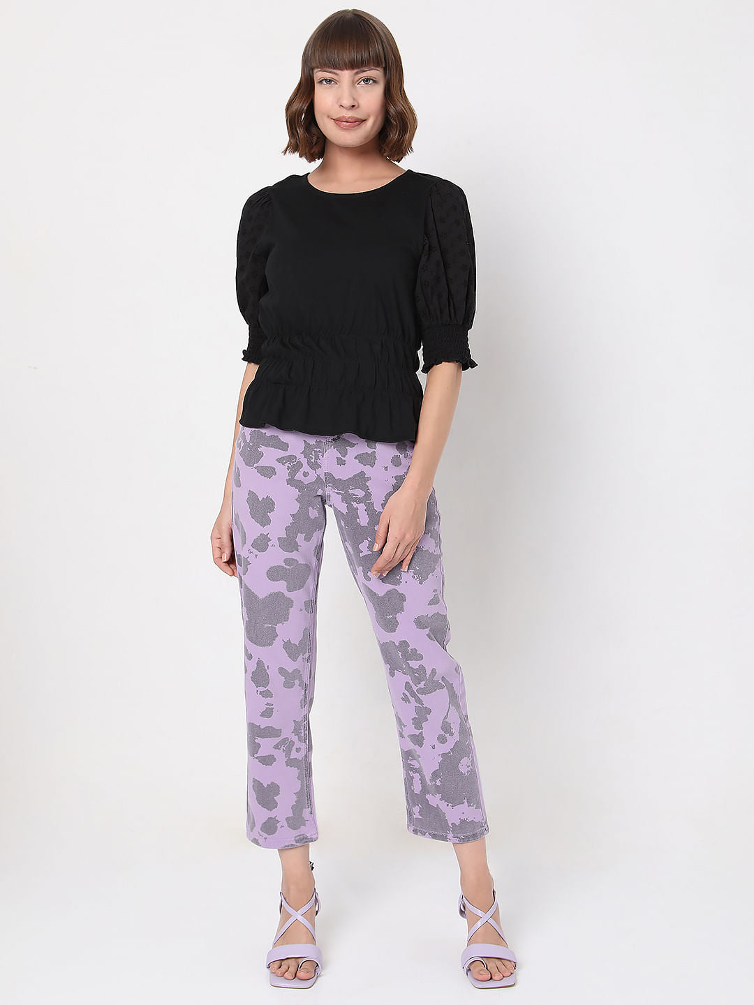 Black Puff Sleeves Top