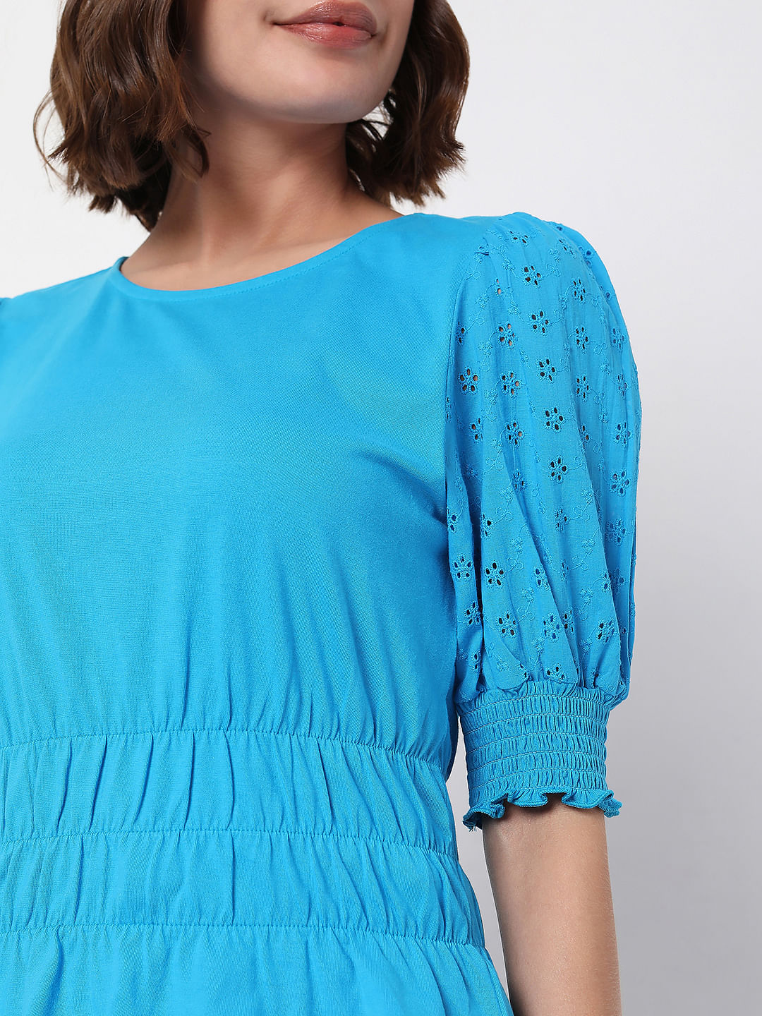 Blue Schiffli Top