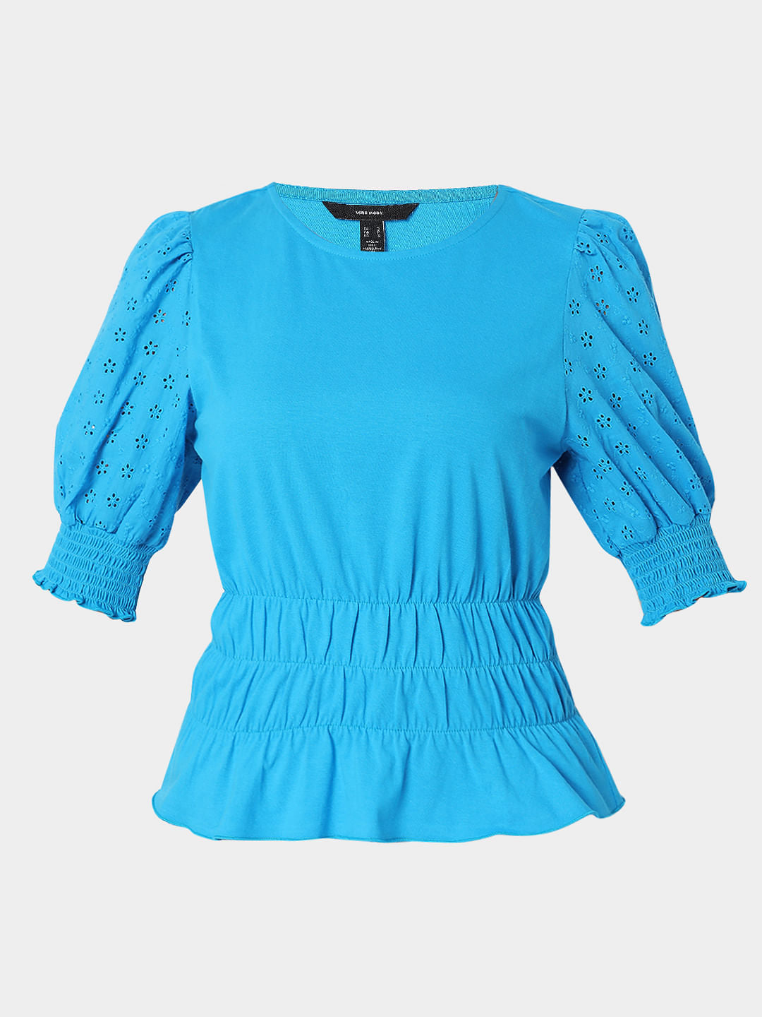 Blue Schiffli Top
