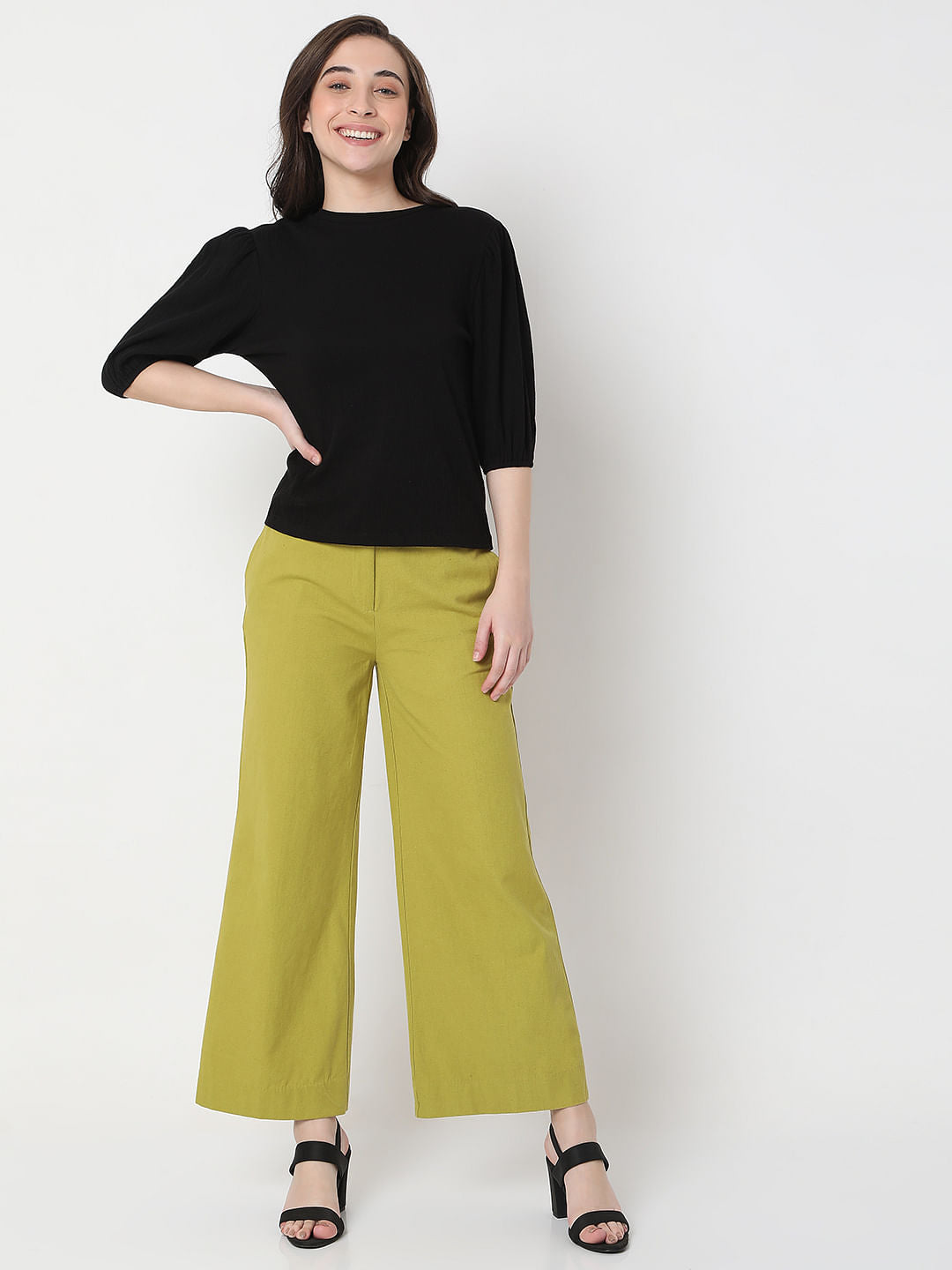 Black Puff Sleeves Top