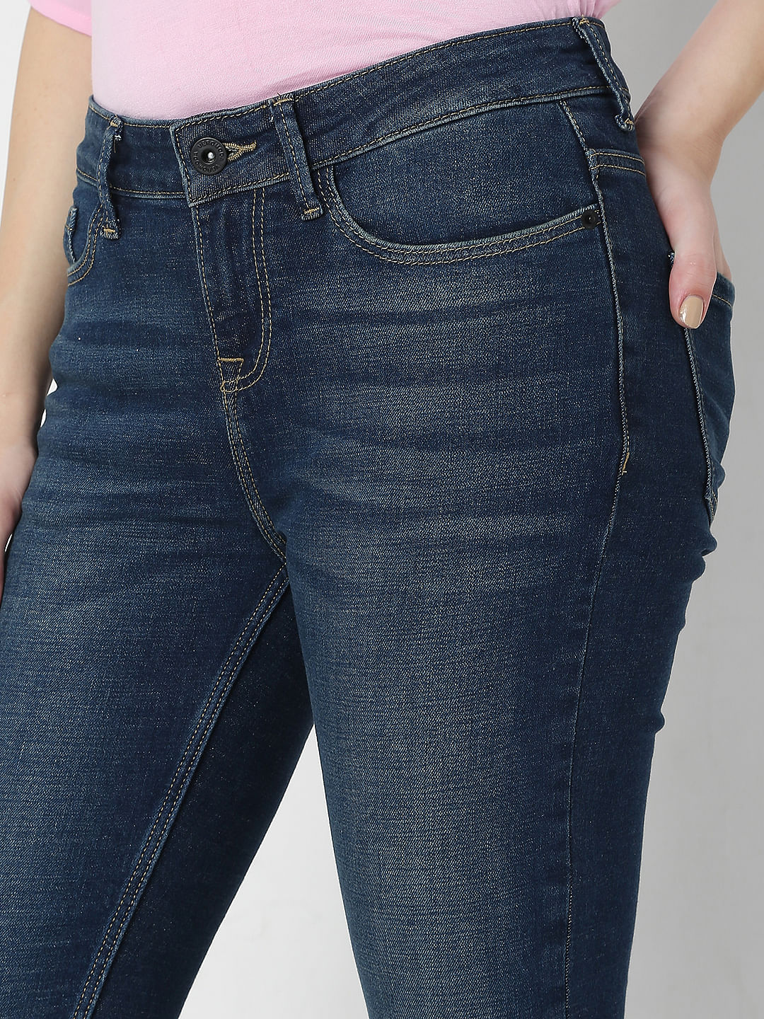 Blue Mid Rise Wendy Skinny Jeans