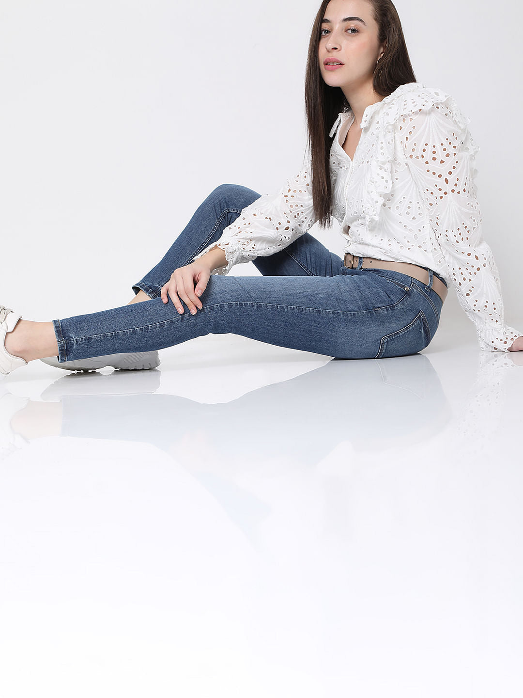 Blue Mid Rise Wendy Skinny Fit Jeans