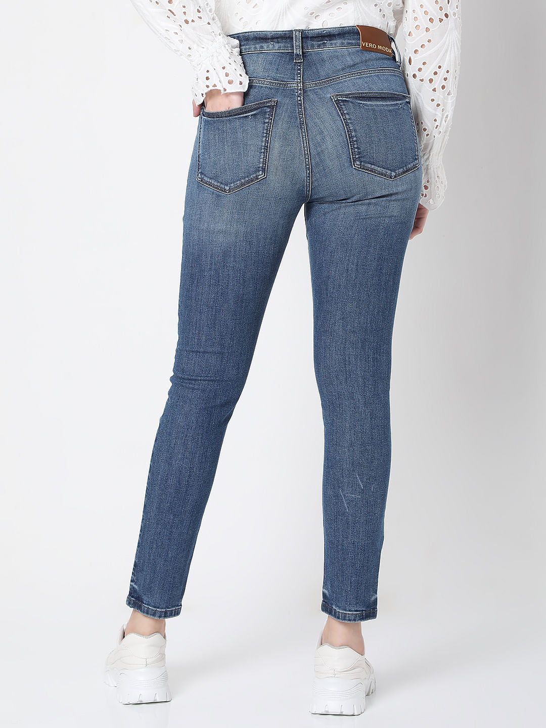 Blue Mid Rise Wendy Skinny Fit Jeans