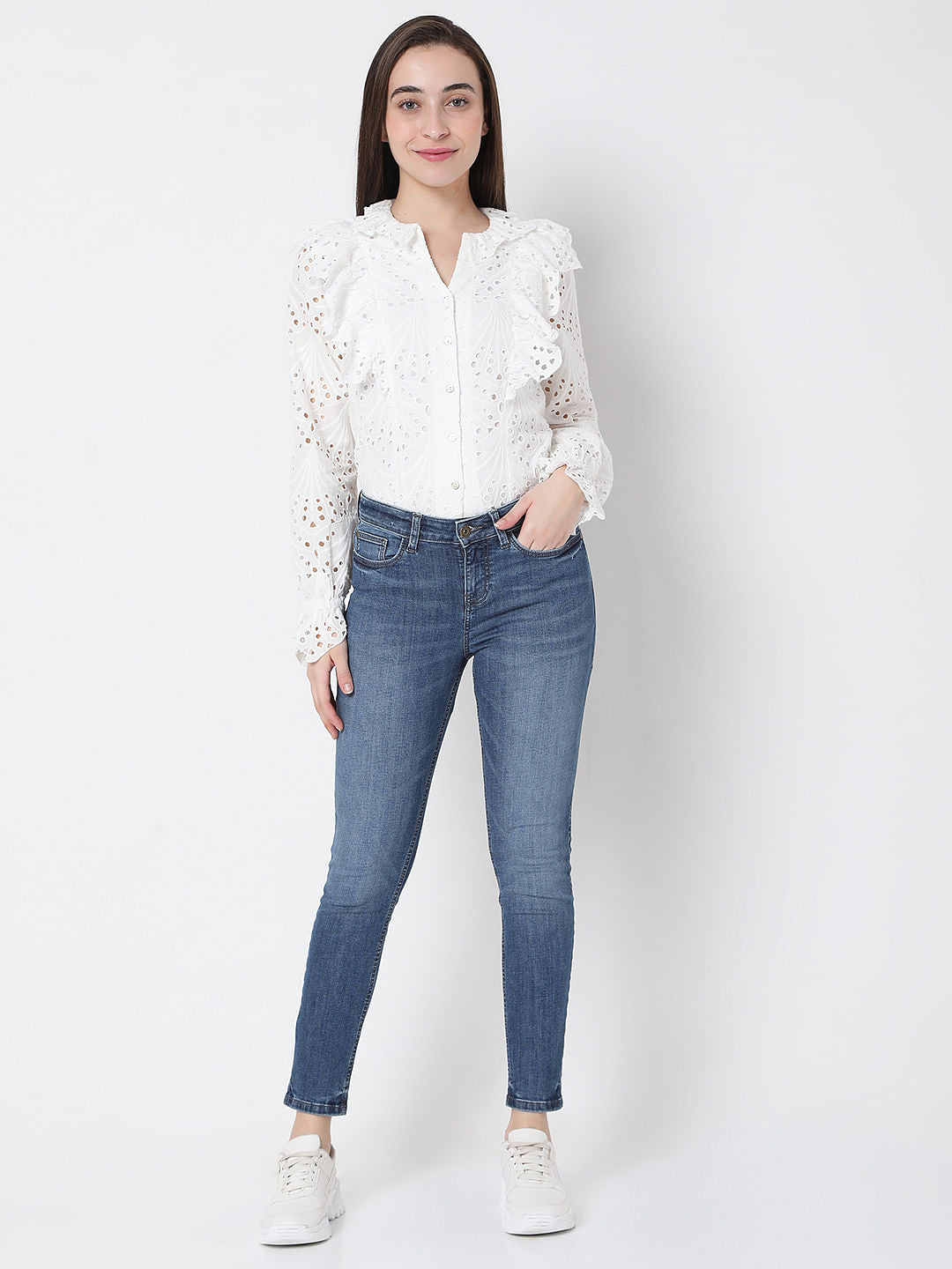 Blue Mid Rise Wendy Skinny Fit Jeans