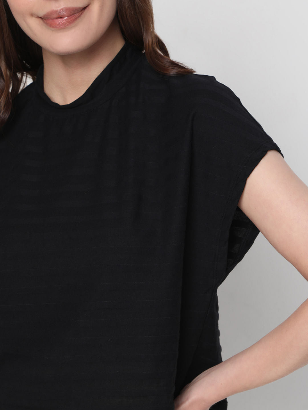Black High Neck Knit Top