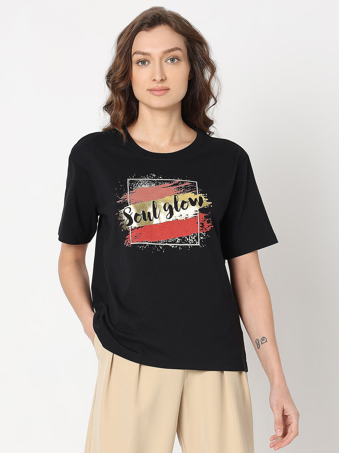 Black Graphic Print T-Shirt