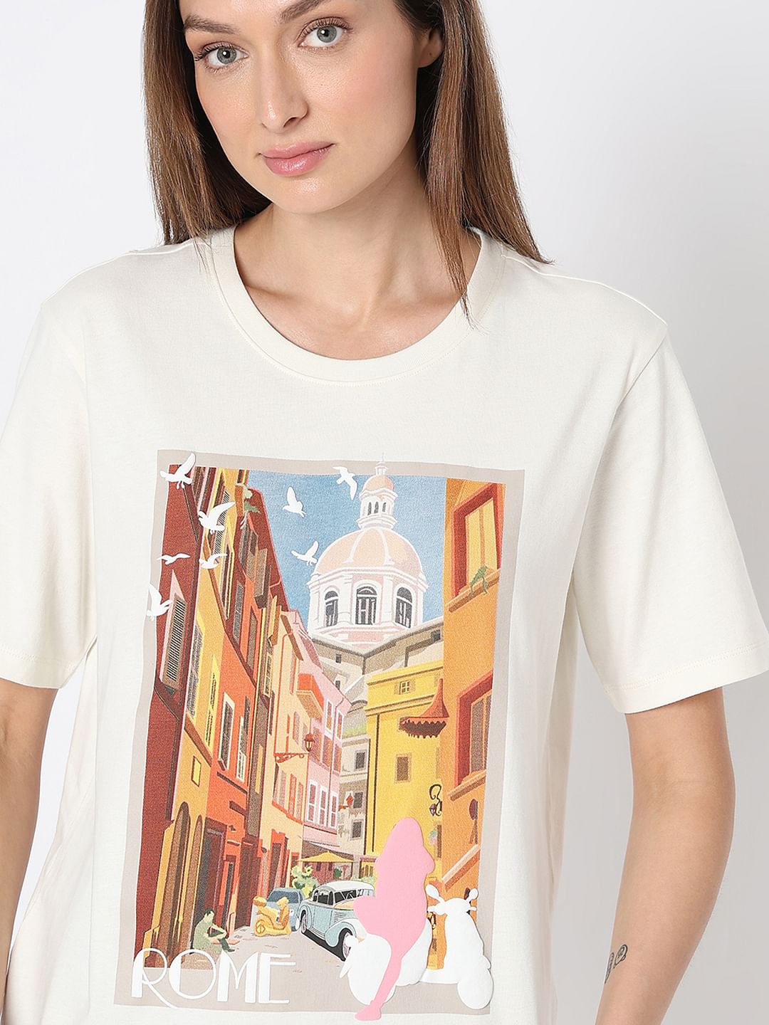 White Graphic Print T-Shirt