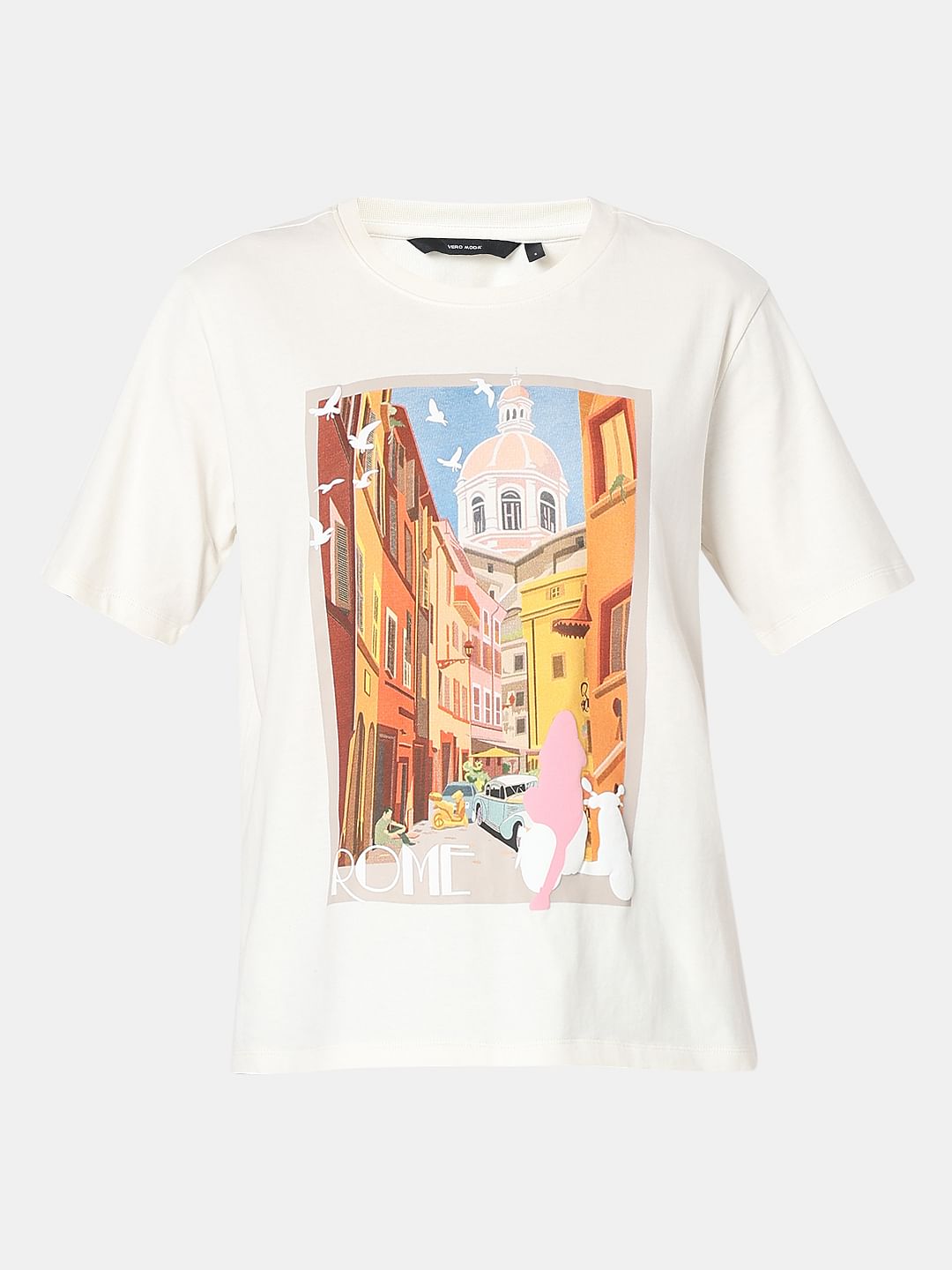 White Graphic Print T-Shirt