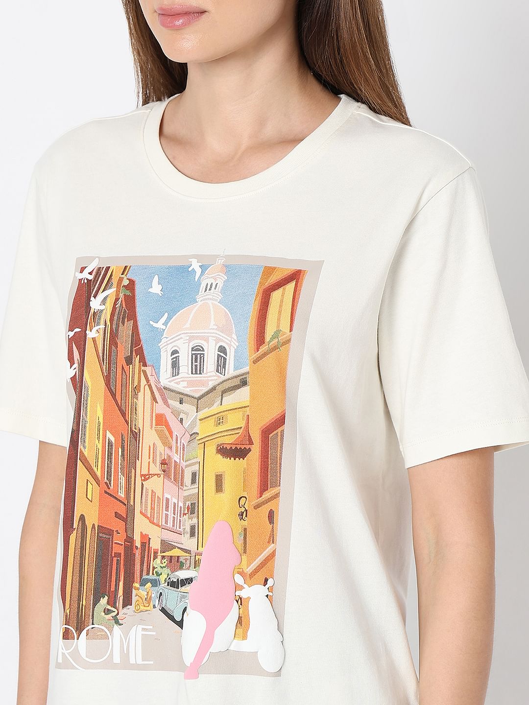 White Graphic Print T-Shirt