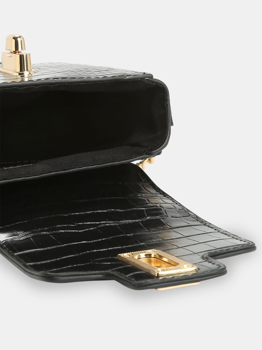 Black Textured Crossbody Bag