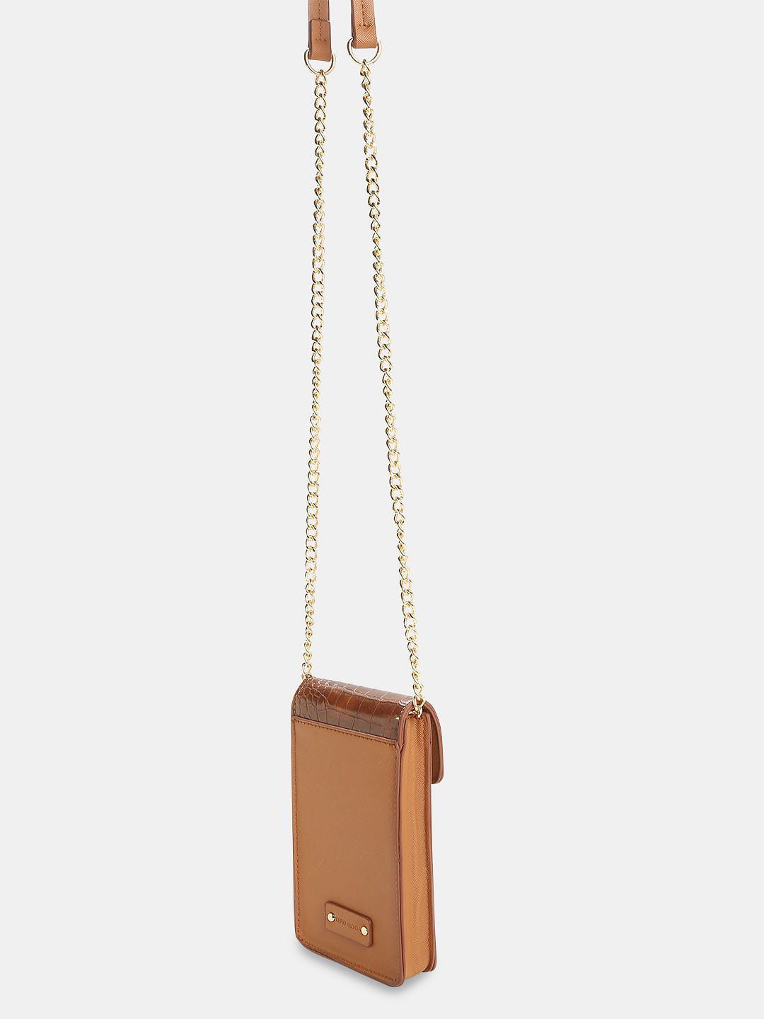 Tan Colourblocked Crossbody Bag