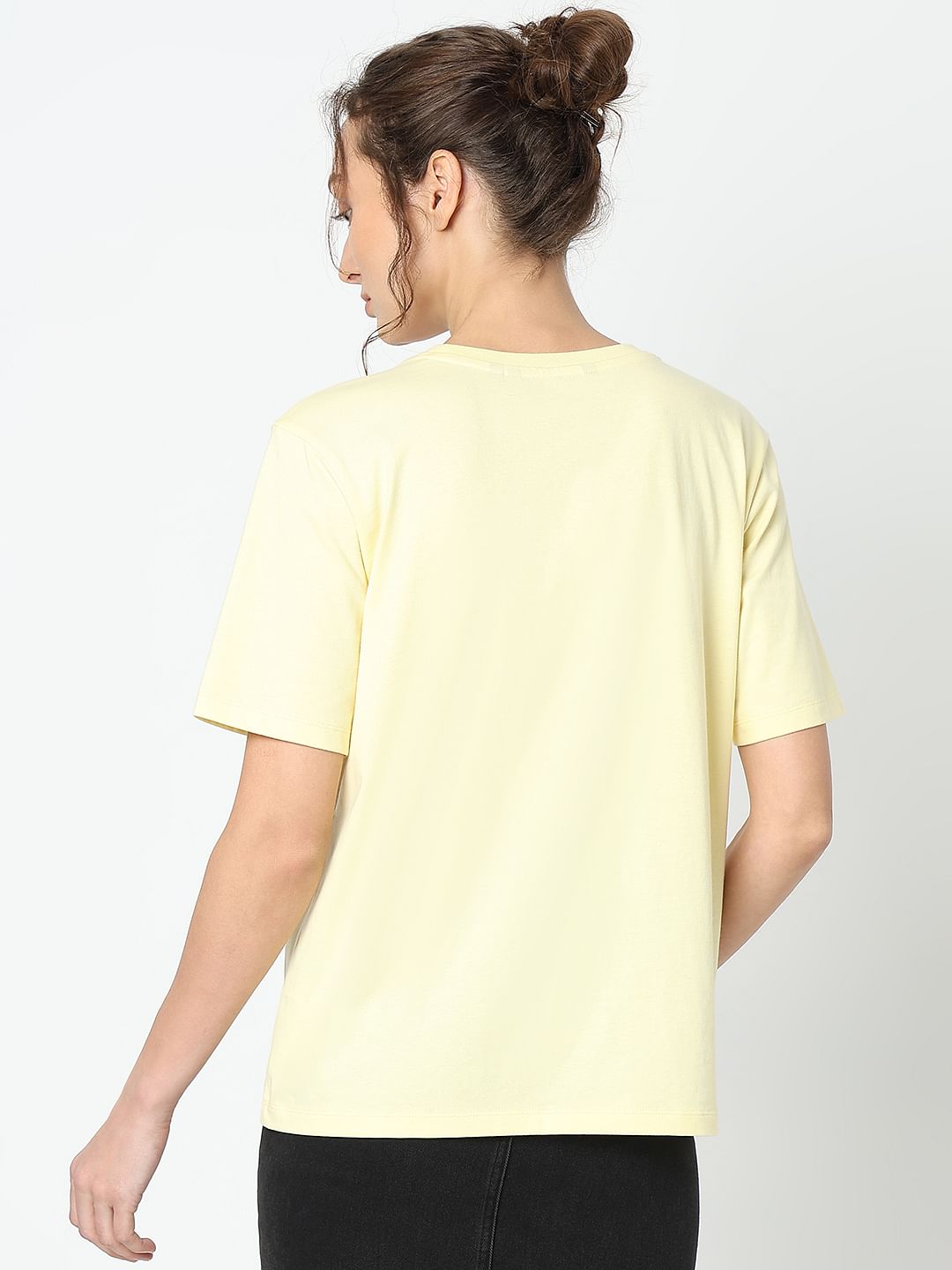Yellow Embellished Print T-Shirt