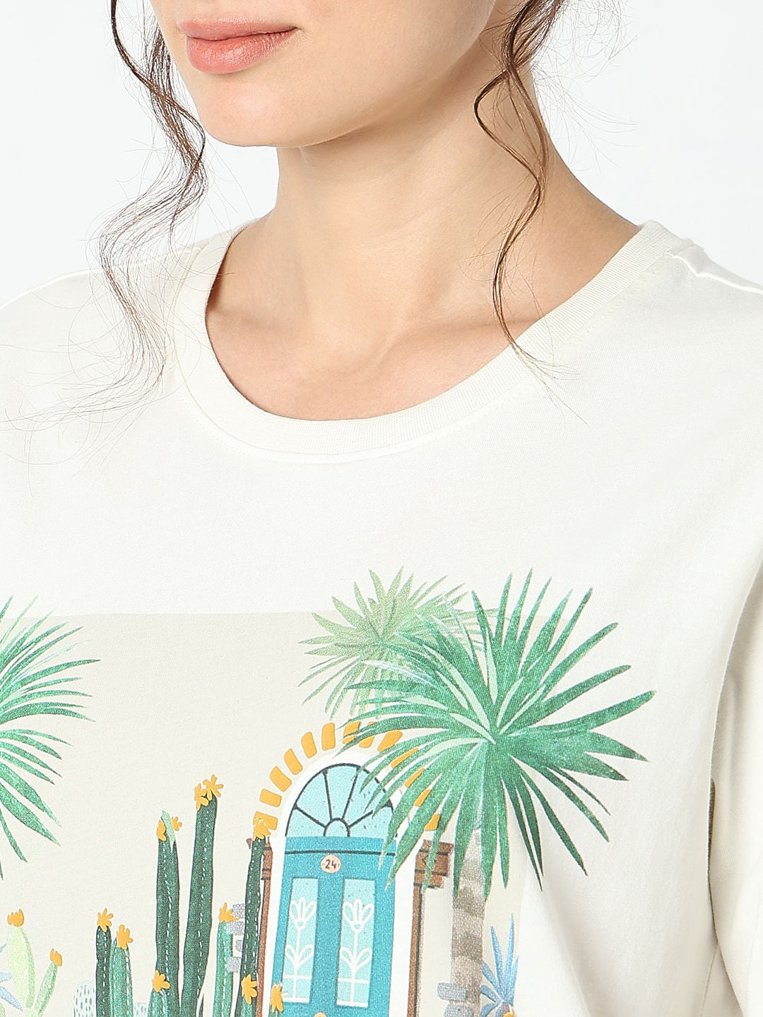 White Graphic Print T-Shirt