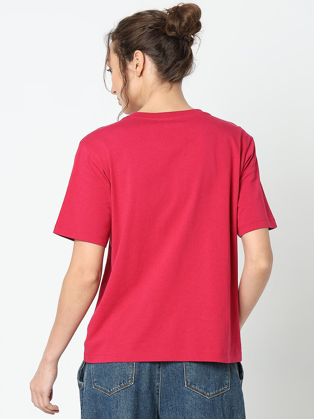 Red Embroidered Print T-Shirt