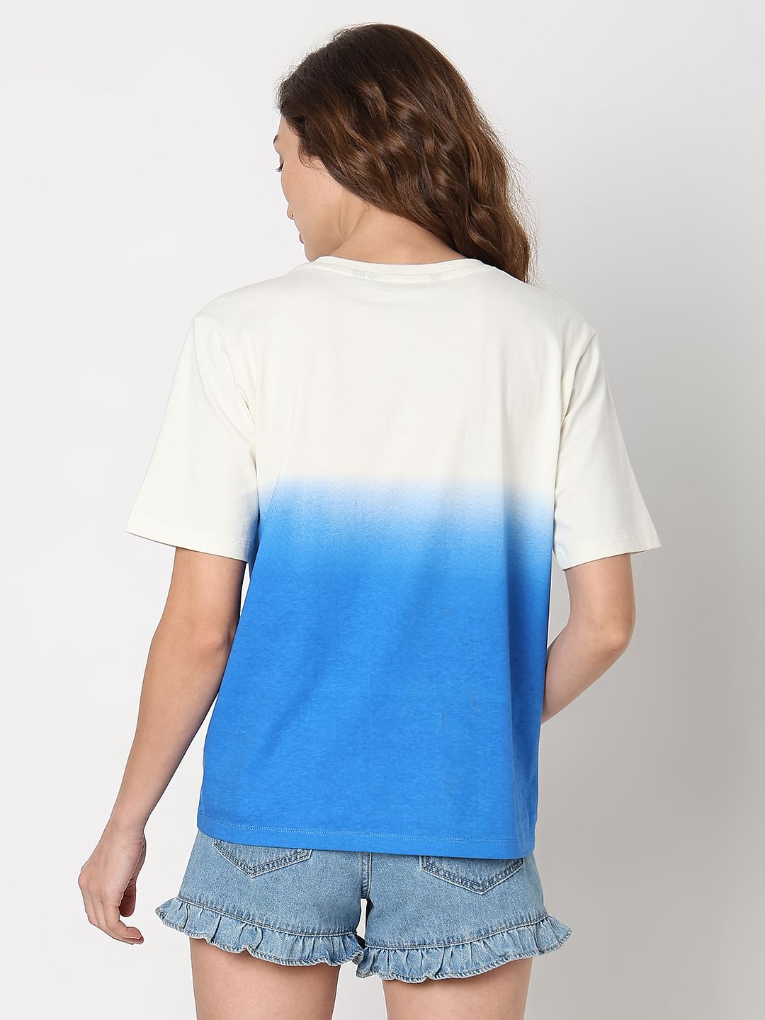 White Ombre Graphic Print T-Shirt