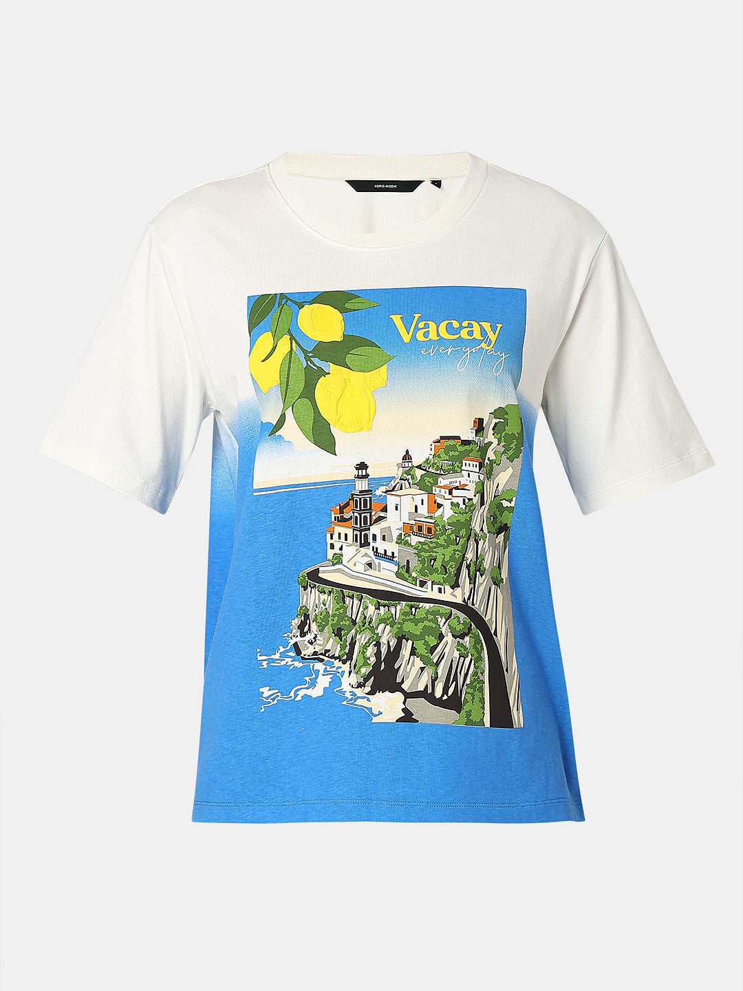 White Ombre Graphic Print T-Shirt