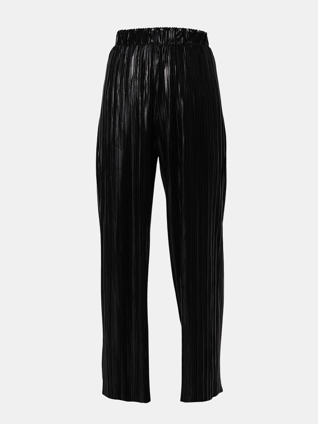 Black High Rise Metallic Co-Ord Set Pants