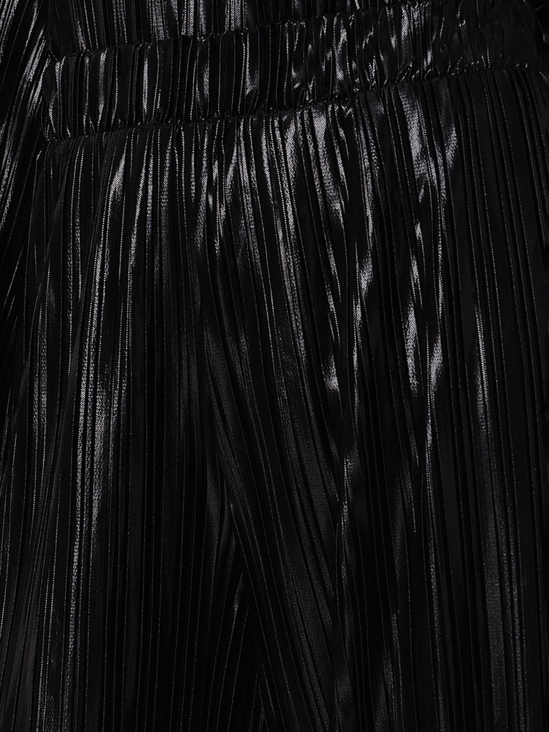 Black High Rise Metallic Co-Ord Set Pants