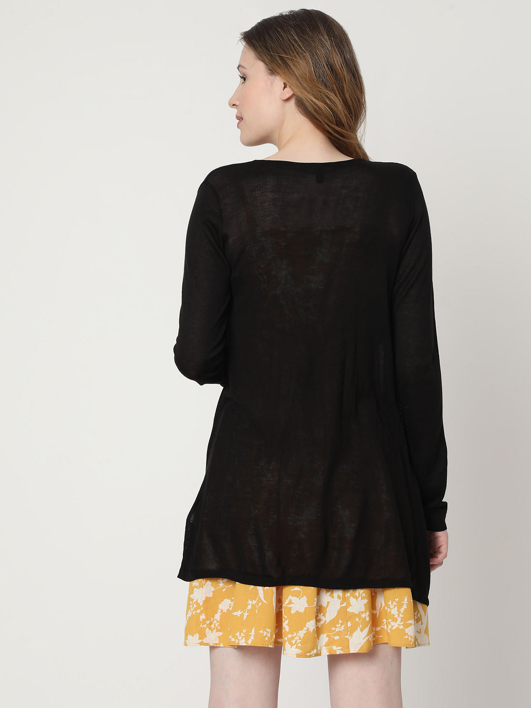 Black Front Open Cardigan