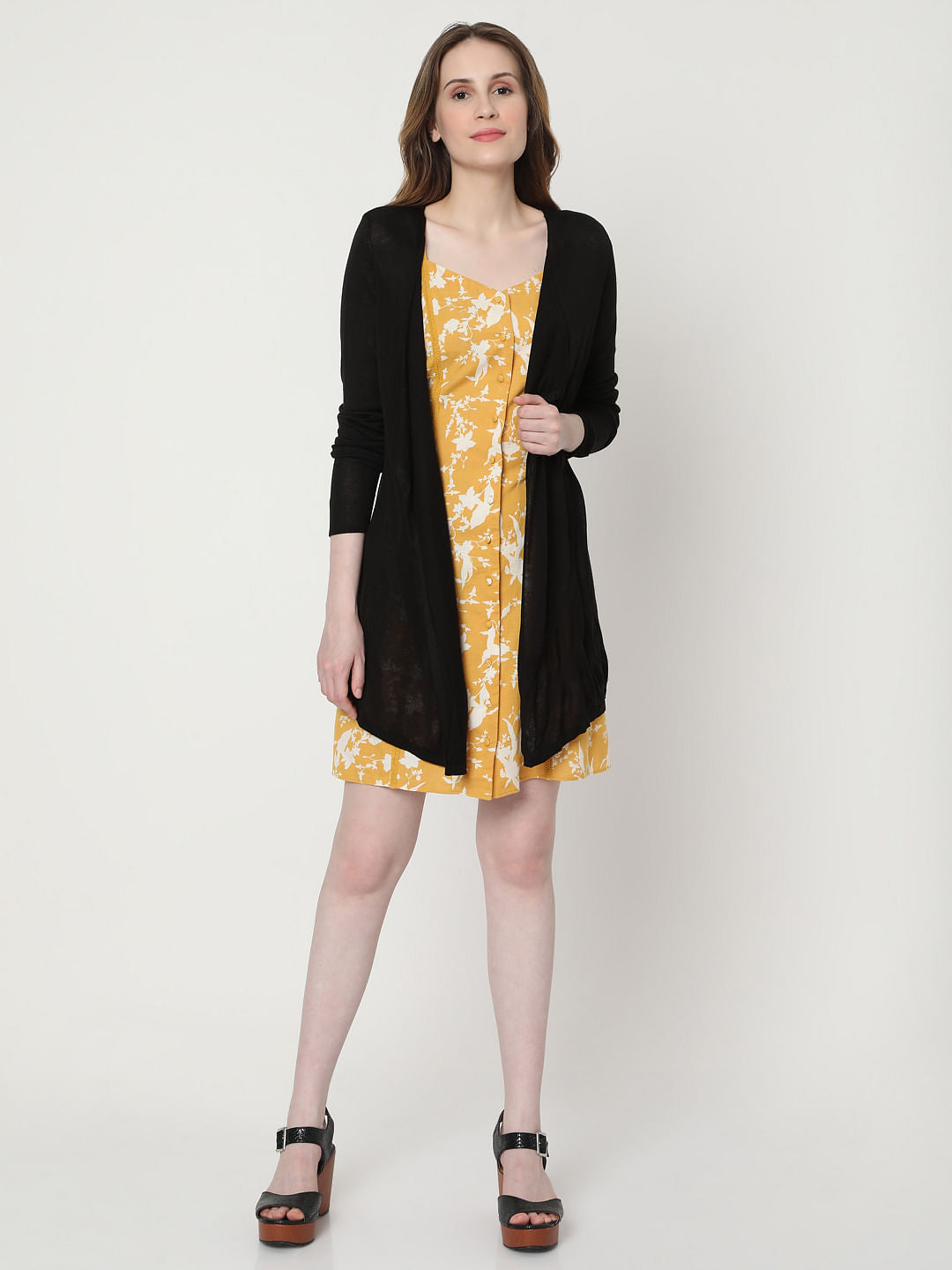 Black Front Open Cardigan