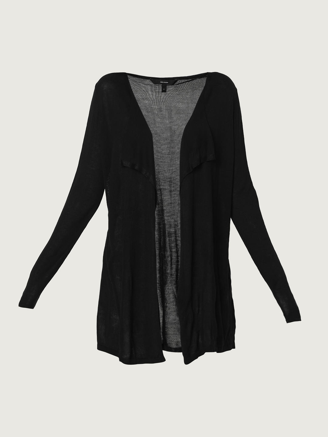 Black Front Open Cardigan