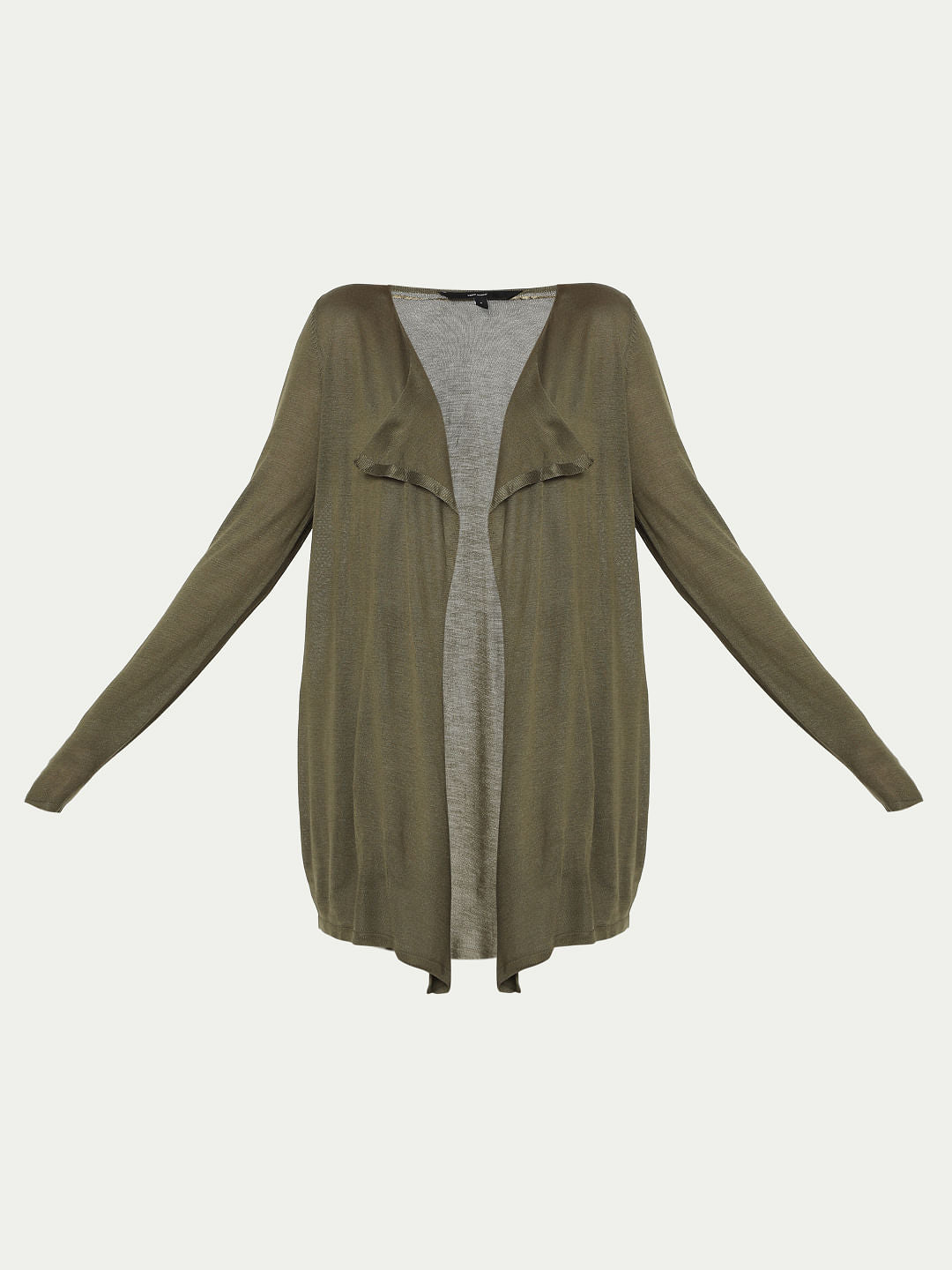 Green Front Open Cardigan