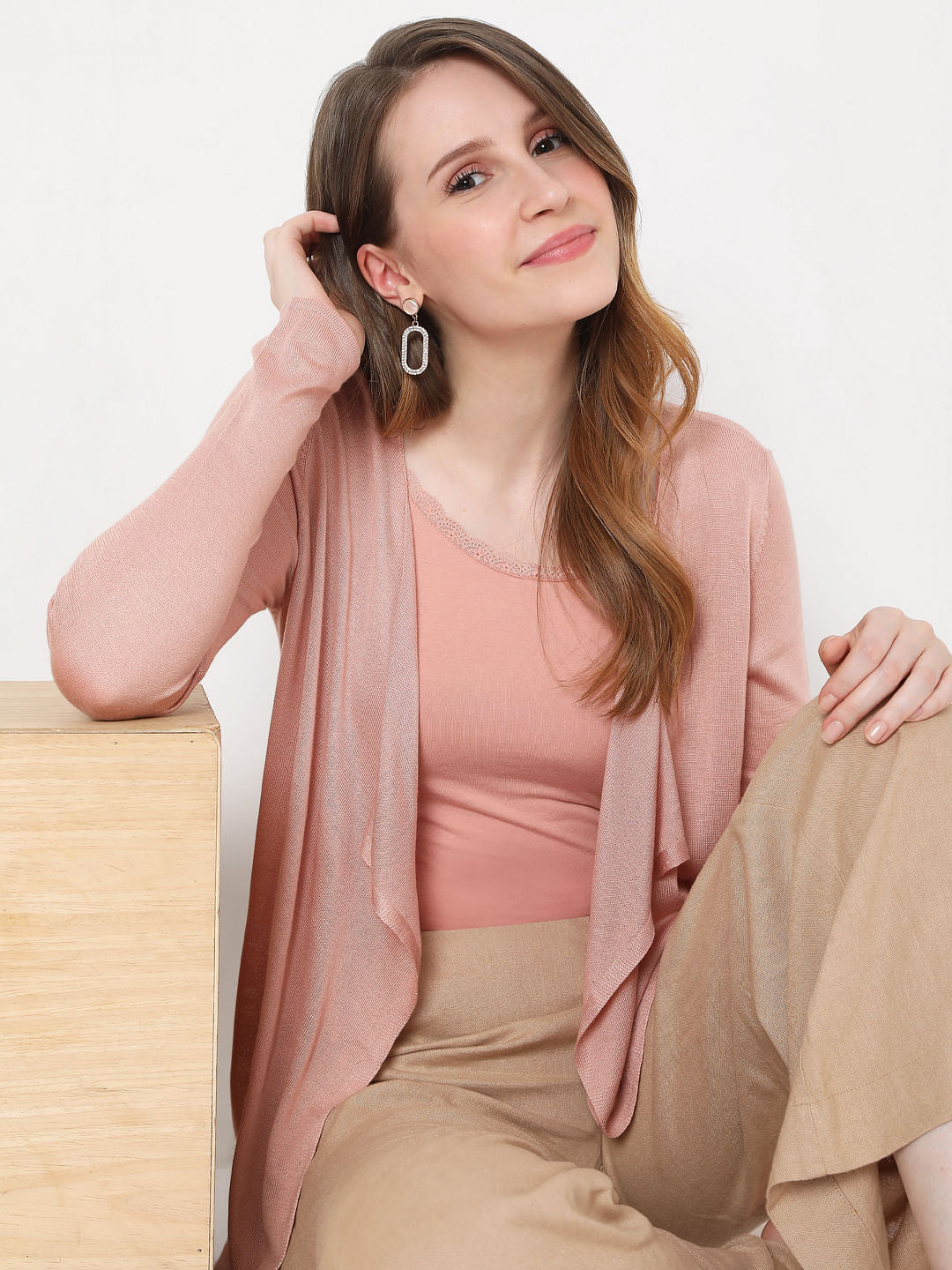 Pink Front Open Shrug