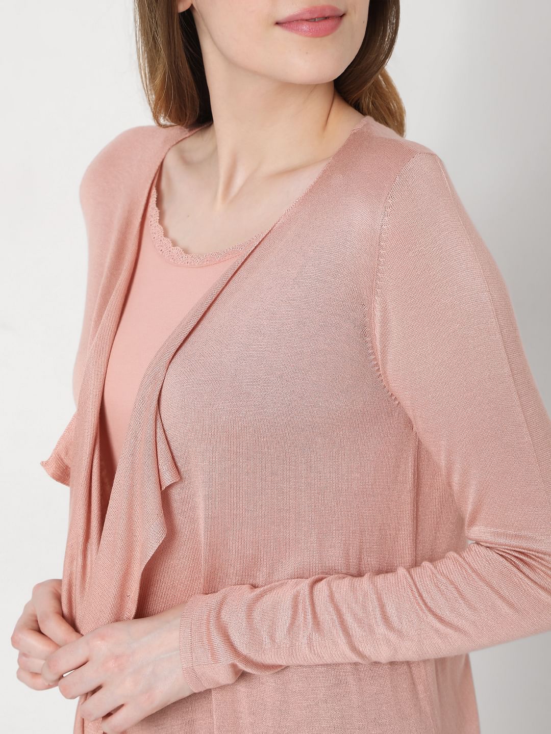Pink Front Open Shrug