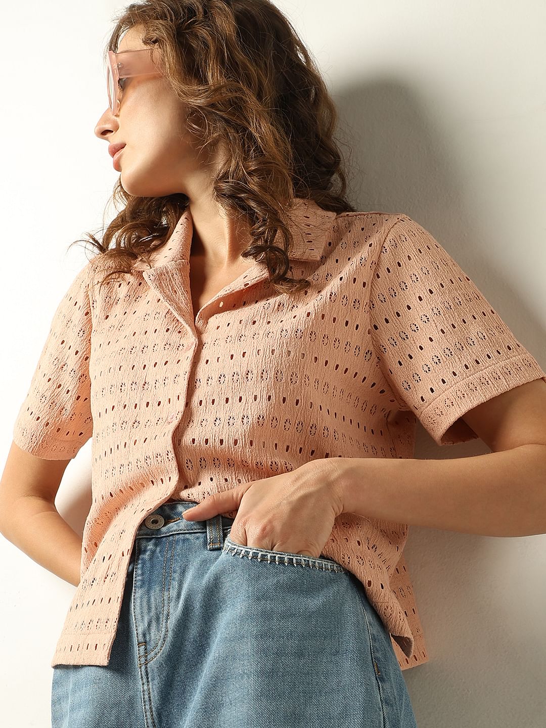 Peach Textured Shirt