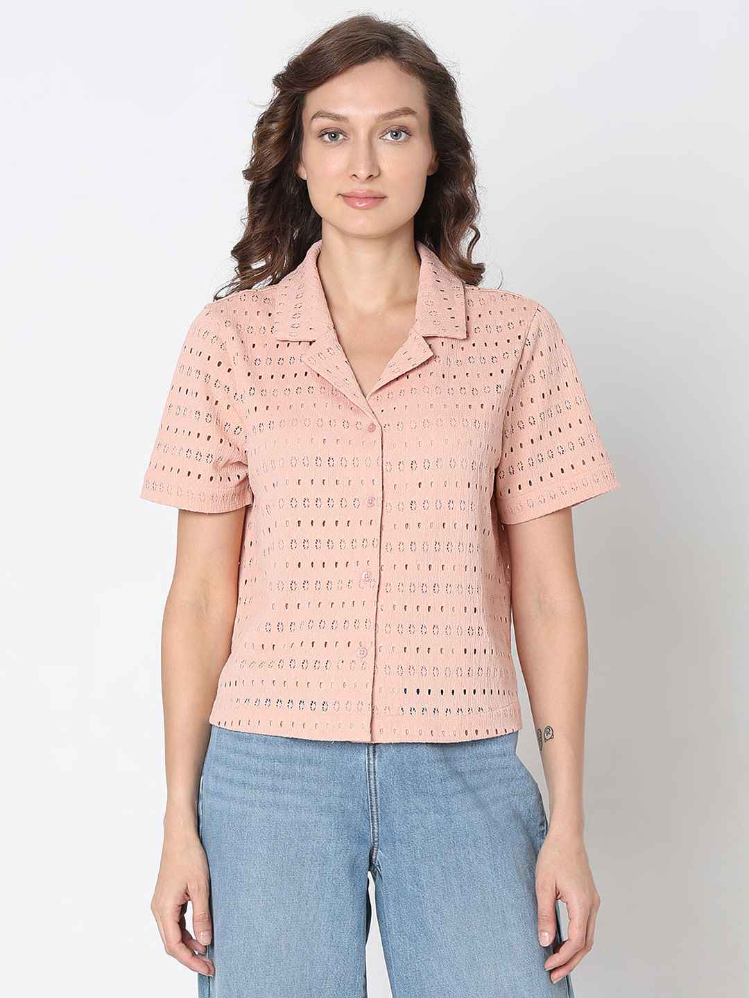 Peach Textured Shirt