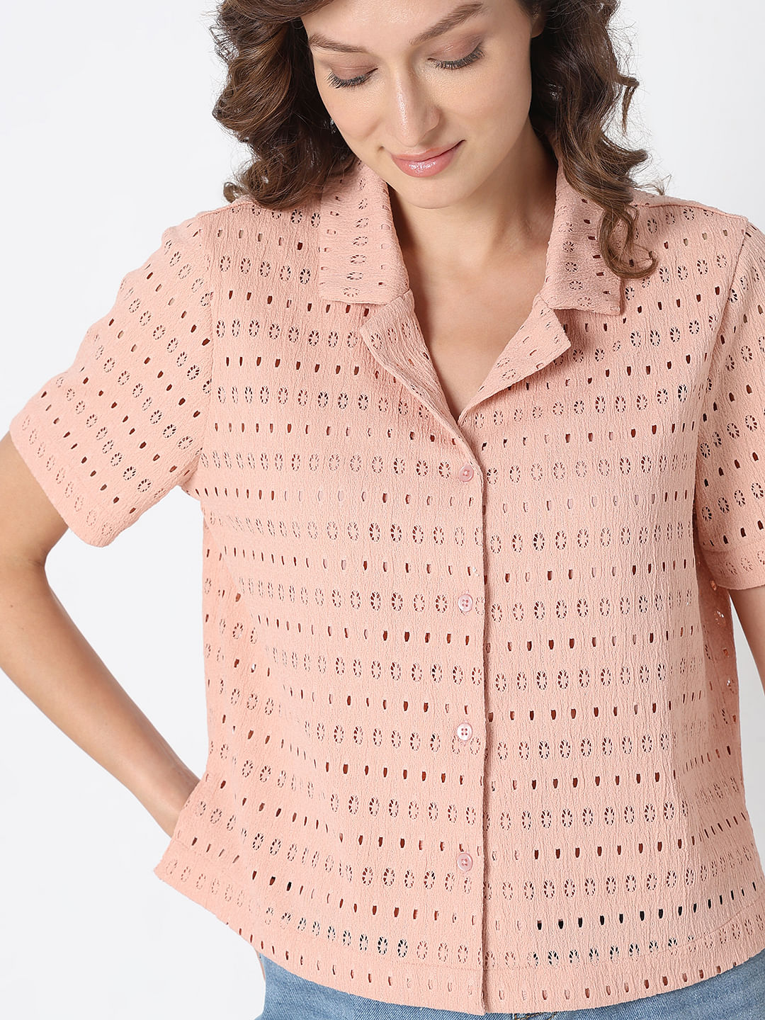 Peach Textured Shirt