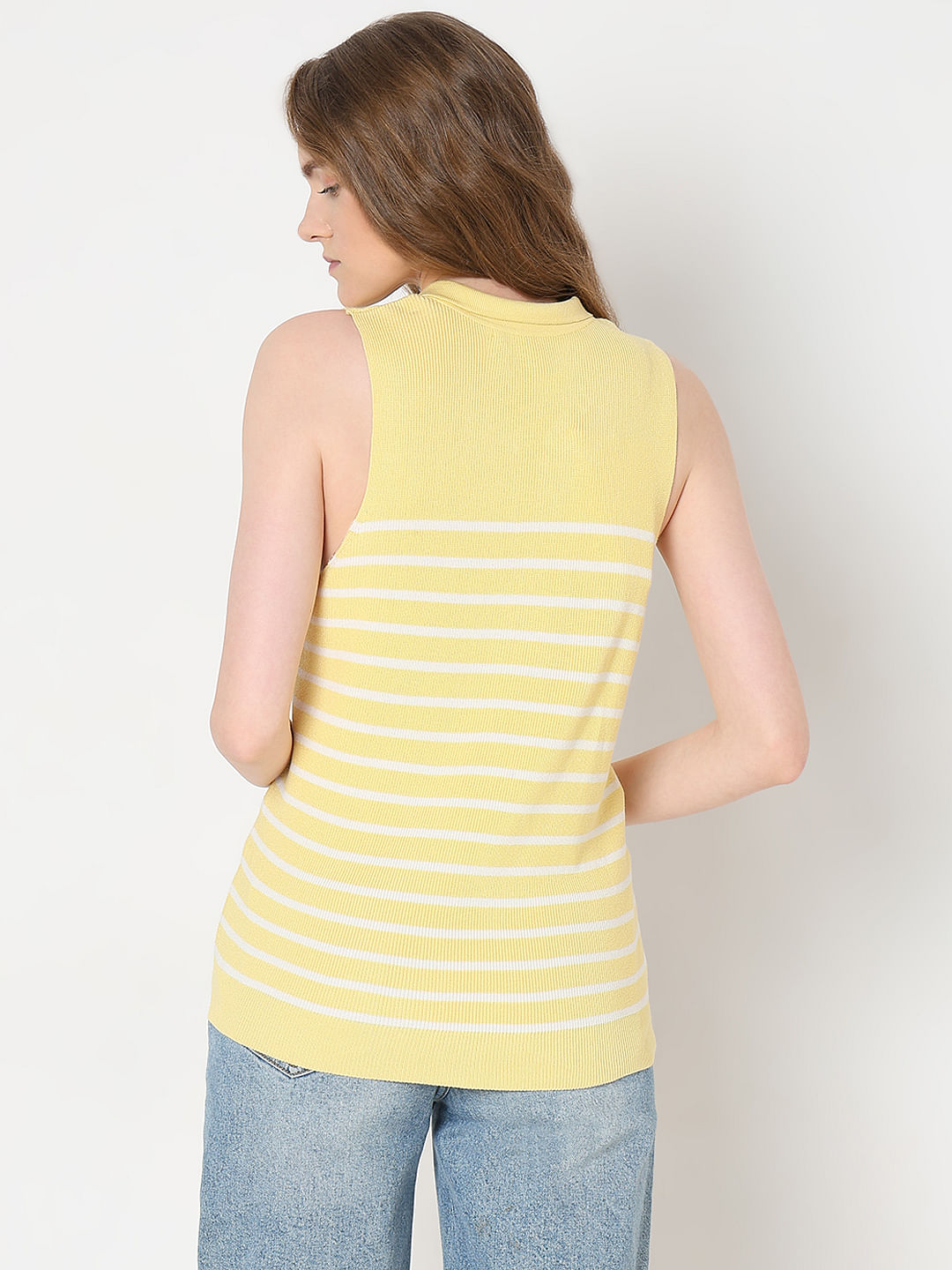 Yellow Striped Knitted Top