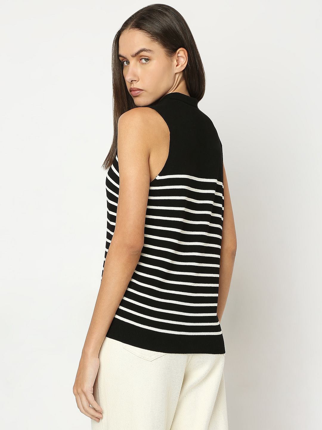 Black Striped Knitted Top