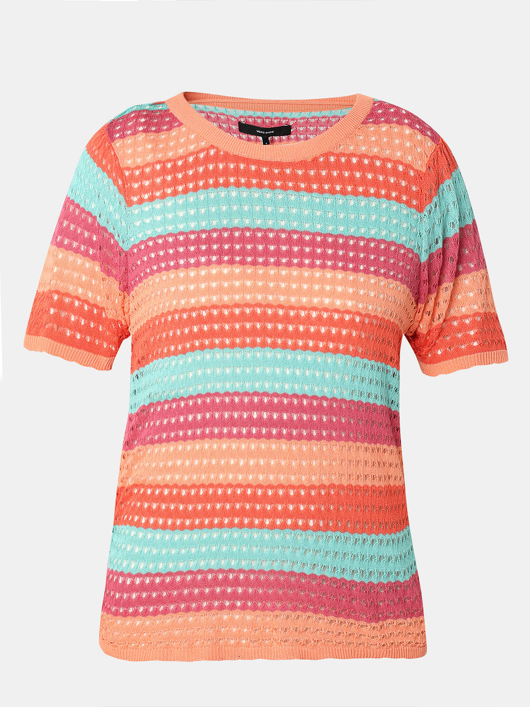 Blue Colourblocked Knit Top