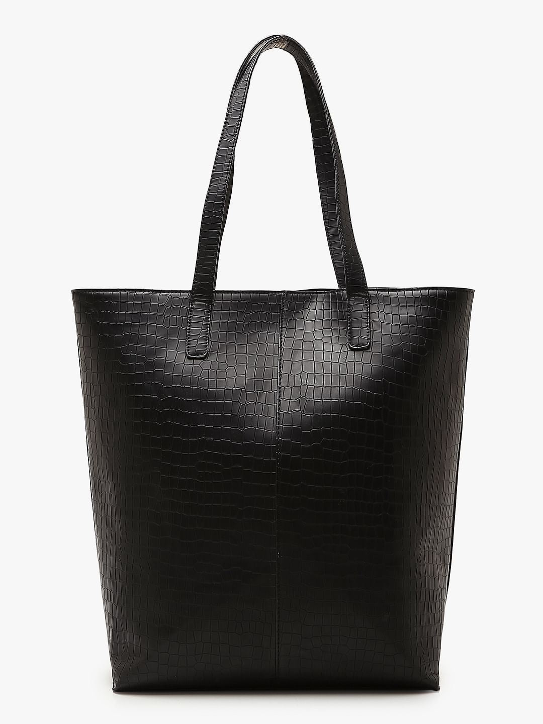 Black Croc Embossed Tote Bag