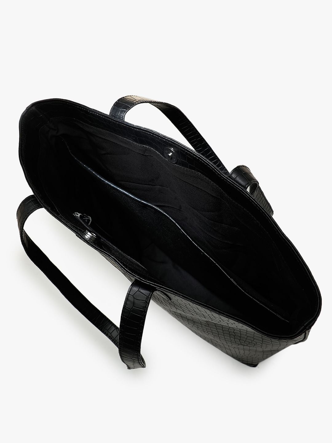 Black Croc Embossed Tote Bag