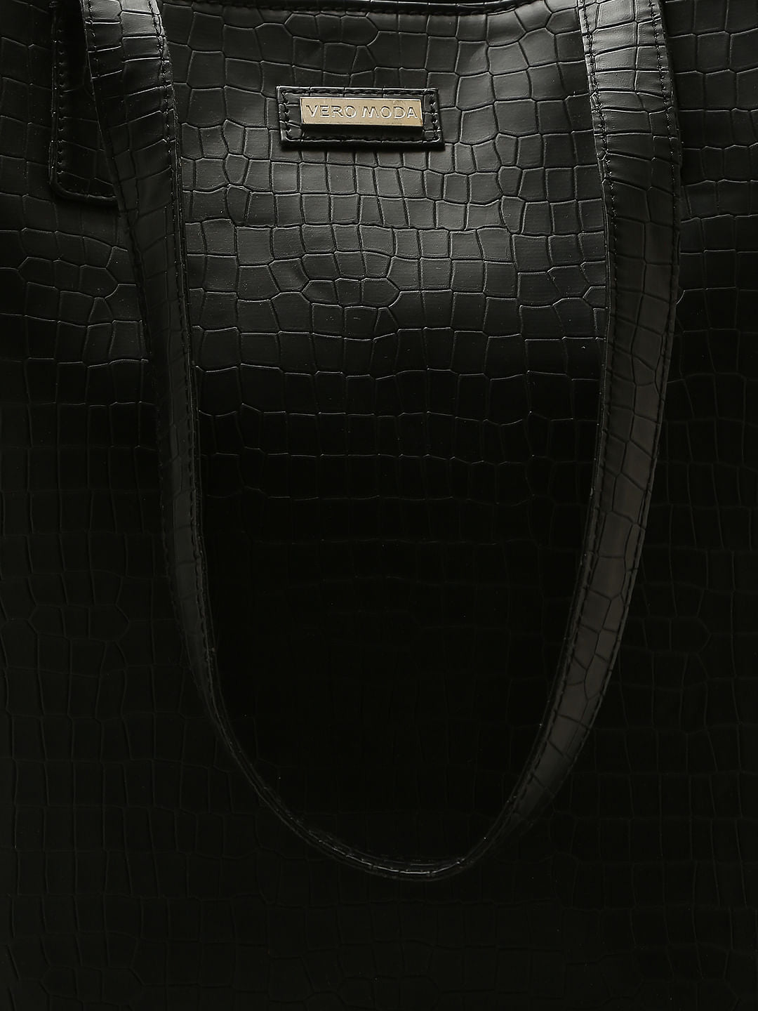 Black Croc Embossed Tote Bag