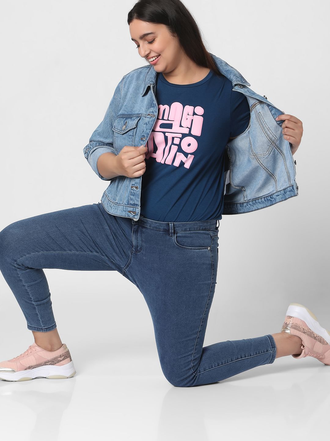 Curve Blue Mid Rise Wendy Wendy Skinny Jeans