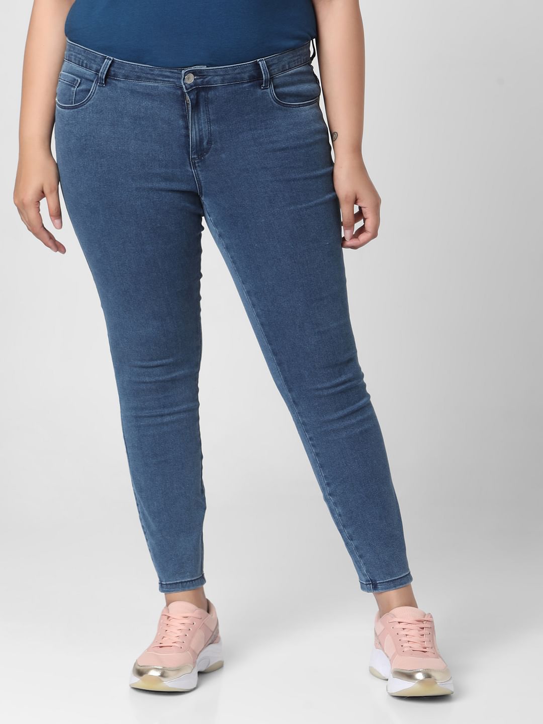 Curve Blue Mid Rise Wendy Wendy Skinny Jeans