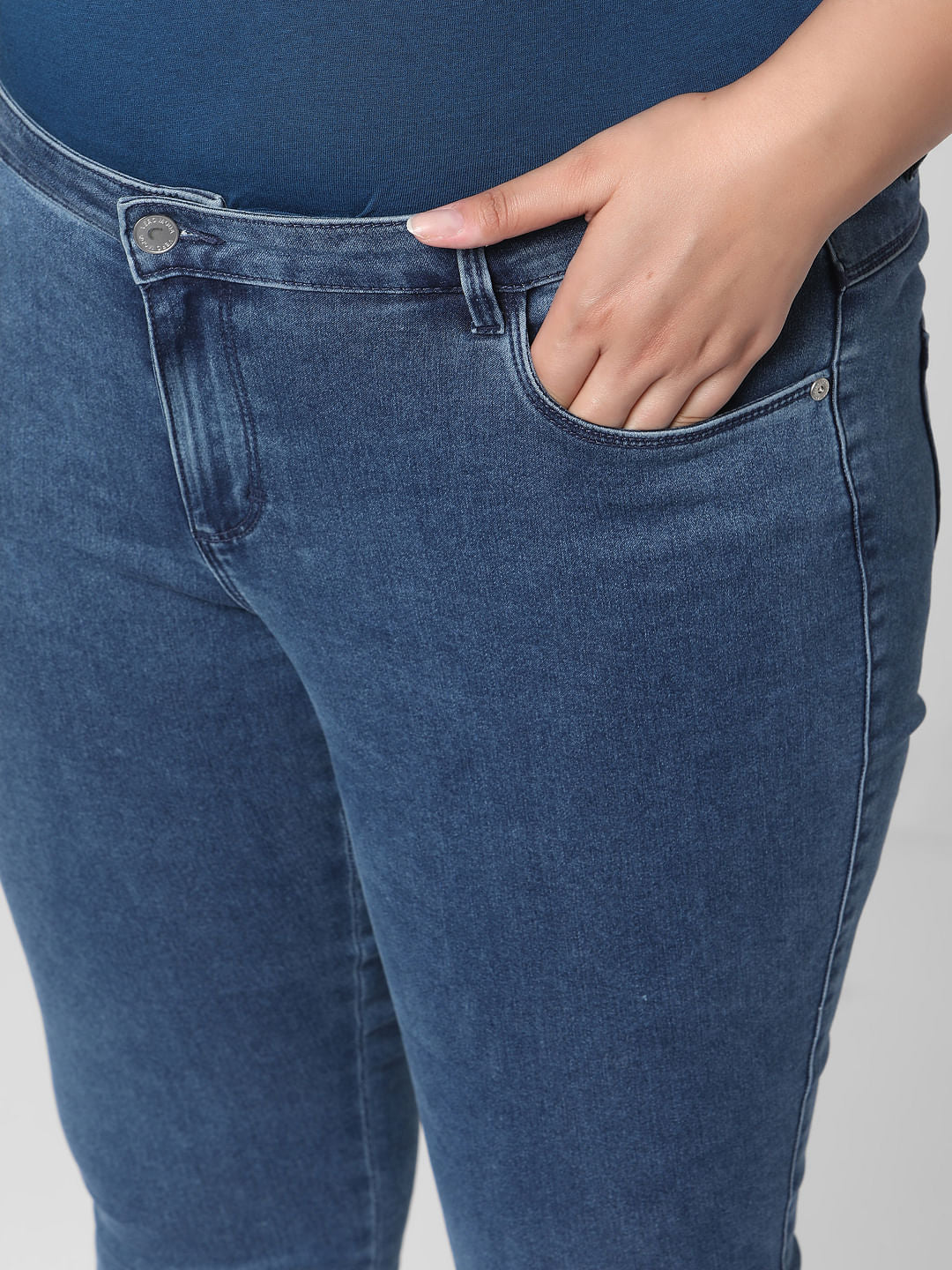 Curve Blue Mid Rise Wendy Wendy Skinny Jeans