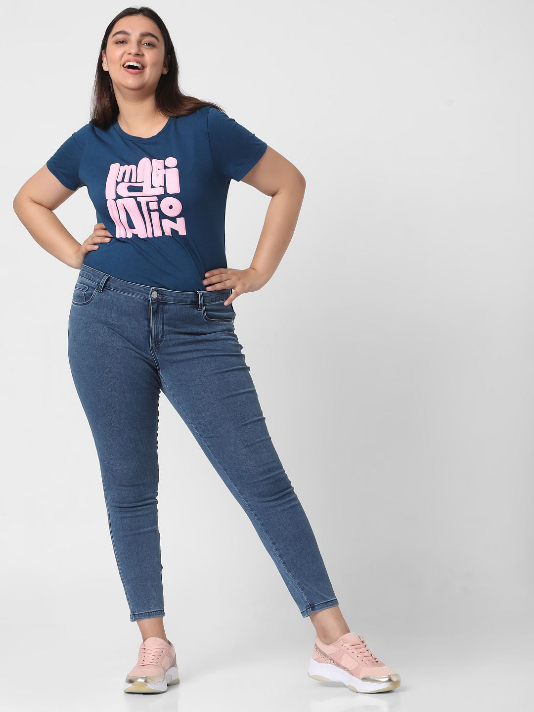 Curve Blue Mid Rise Wendy Wendy Skinny Jeans