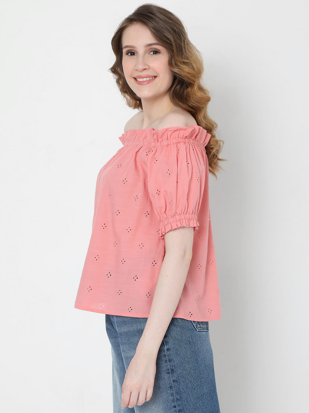 Coral Off-Shoulder Top