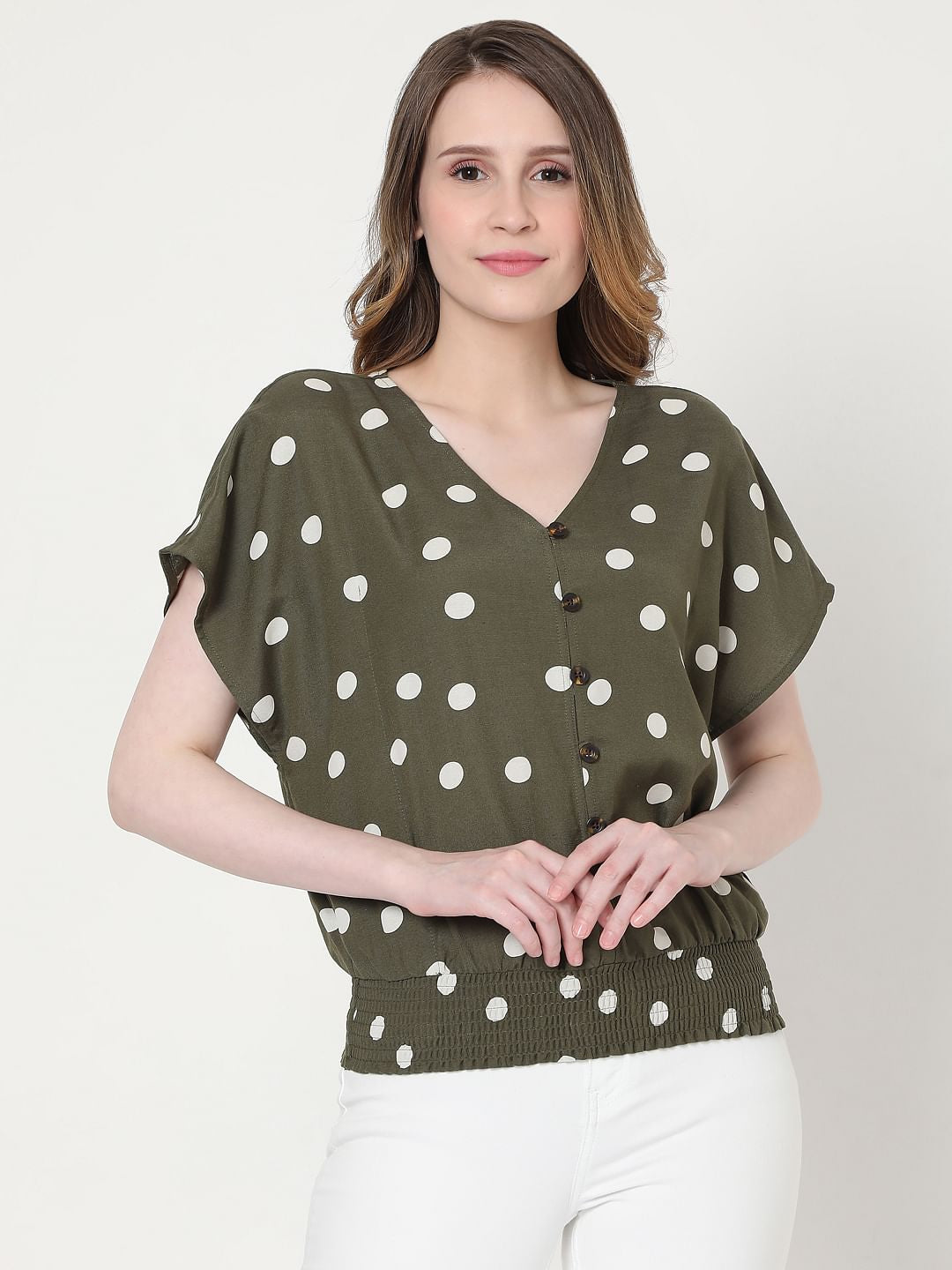 Green Polka Dot Top